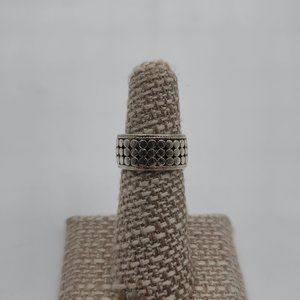 Size 6 Sterling Silver Dot Pattern Wide Band Ring A3126